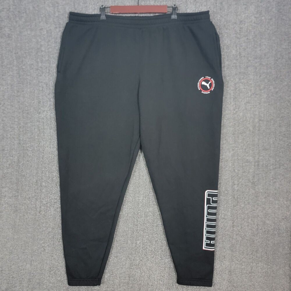 Puma Sweatpants Mens 3XL Black Regular Fit Tapered Fleece Drawstring Joggers